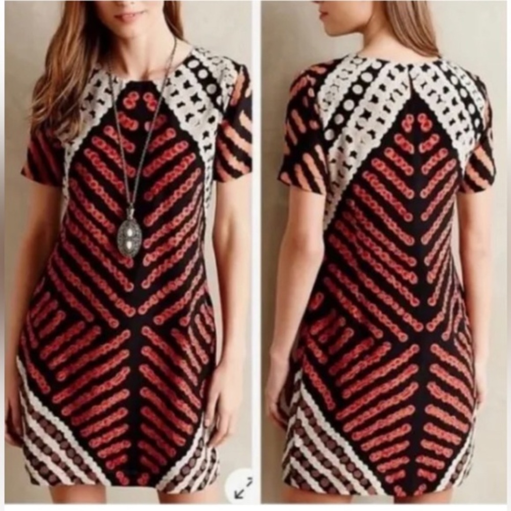 Anthropologie tribal print shift dress
